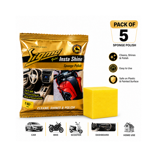 Insta Shine Gold Sponge Polish – Pack of 5 | Car, Bike & Home | Sigma Cares Sigma Care