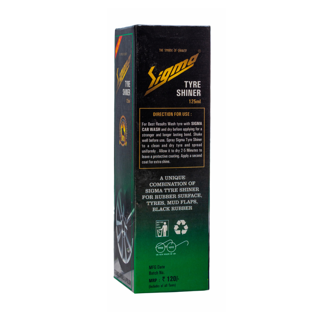 Tyre Shinner (125 ml) | Deep black, glossy tire shine in a handy pack. Glossy non-greasy look, Prevents cracking, Fits all tire types, Travel-friendly