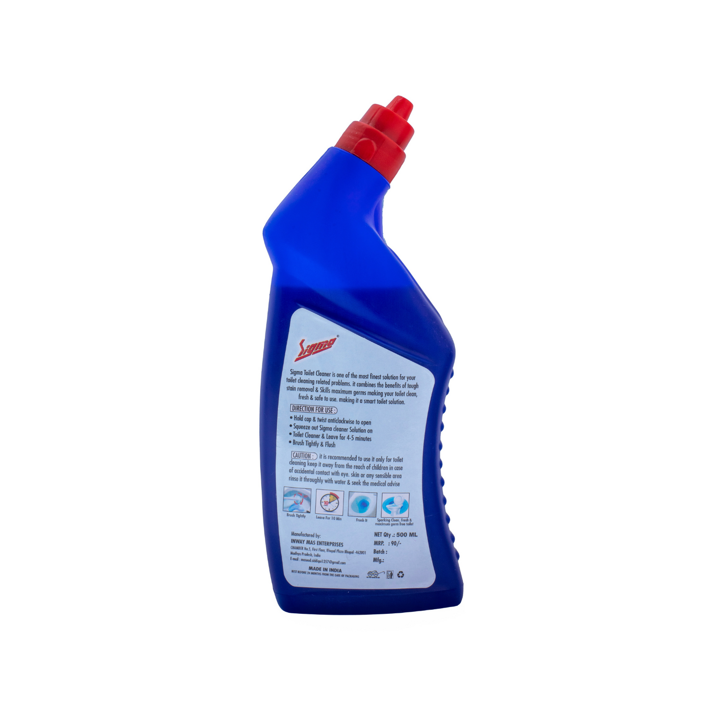 Sigma Toilet Cleaner (500 ml) | Disinfects and removes stains from toilets effectively. Fights stains, Kills 99.9% bacteria, Thick formula, Long-lasting fragrance