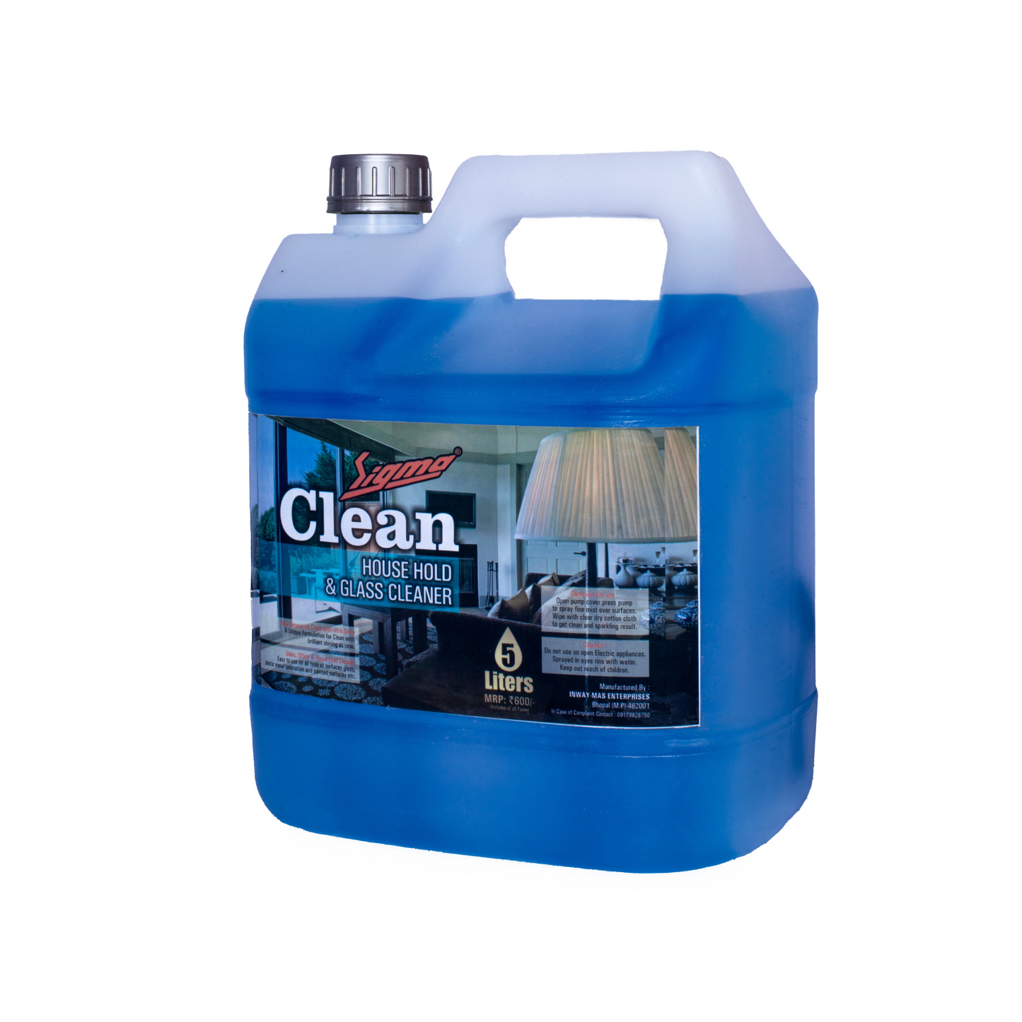 Glass Cleaner (5 Litre) | Commercial glass cleaner for large-scale use. Streak-free, Tint-safe, Multipurpose, Cost-effective