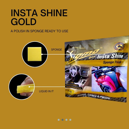 Sigma Cares Insta Gold – Multi-Surface Insta Shine Sponge Polish  | Pack of 10 |Car & Bike Exterior, Dashboard & Home Use  | Premium Gloss Finish