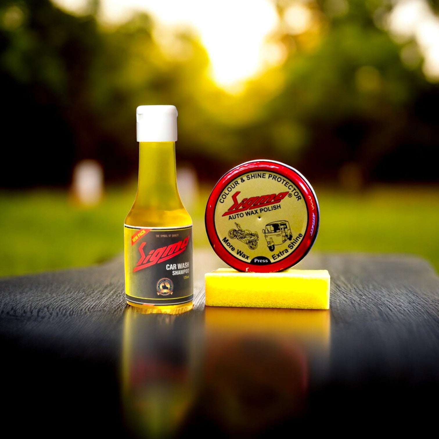 Carnauba Auto Wax Polish 40g + Car Wash Shampoo 125ml | Car & Bike Care Combo Sigma Care
