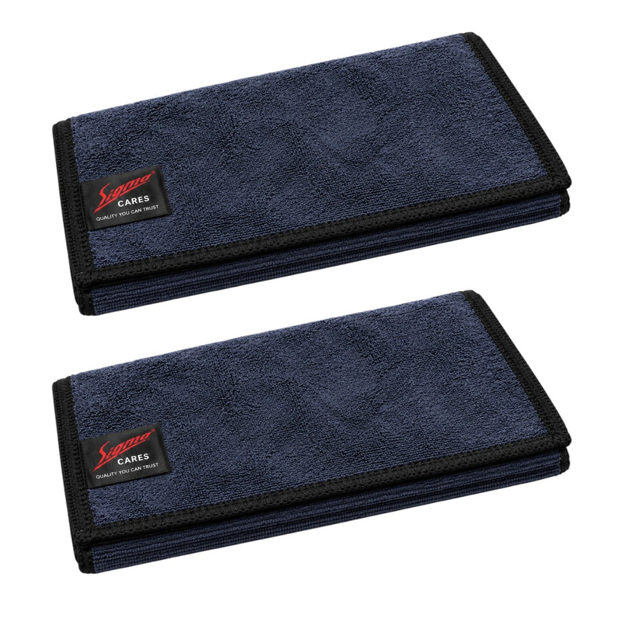 Sigma Cares 400 GSM Microfiber Car Cleaning Cloth – 60×40 CM Extra Large Soft Microfiber Towel with Suede Edging for Car & Bike Detailing – Pack of 2, Grey