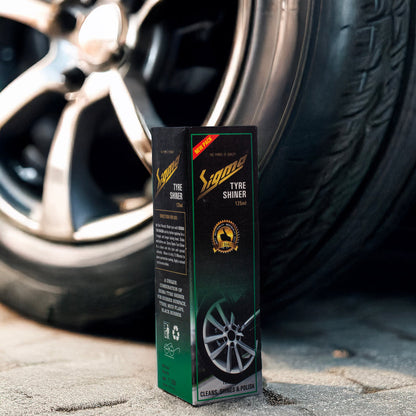 Tyre Shinner (125 ml) | Deep black, glossy tire shine in a handy pack. Glossy non-greasy look, Prevents cracking, Fits all tire types, Travel-friendly
