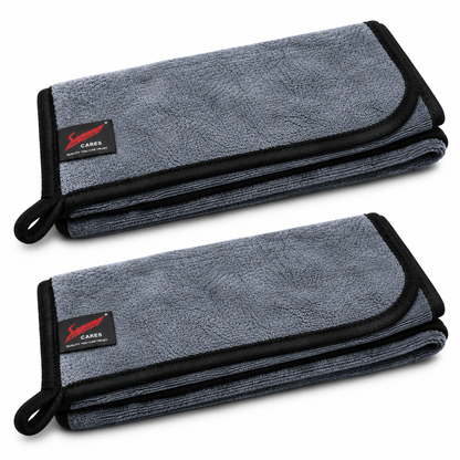Sigma Cares Microfiber Car Cleaning Cloth - OG Soft 600 GSM Extra Large (60x40 CM) Microfiber Cloth for Car and Bike - Suede Edging for Scratchless Drying and Detailing (Pack of 2, Grey) Sigma Care