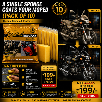 Insta Shine Gold Sponge Polish – Pack of 10 | Car, Bike & Home | Sigma Cares Sigma Care
