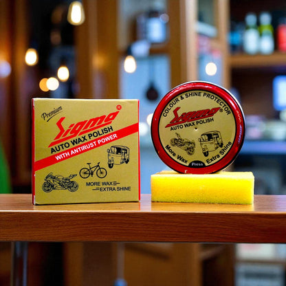 Sigma Cares Auto Wax Polish 40gms + tyre shiner 125 ml ( COMBO )– Premium Car & Bike Wax Polish with tyre shiner for Long-Lasting Shine, Gloss,tyre & Paint Protection