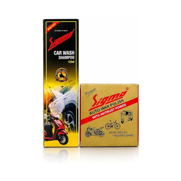 Carnauba Auto Wax Polish 40g + Car Wash Shampoo 125ml | Car & Bike Care Combo Sigma Care