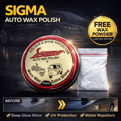 Carnauba Auto Wax Polish 40g + Car Wash Shampoo 125ml | Car & Bike Care Combo Sigma Care