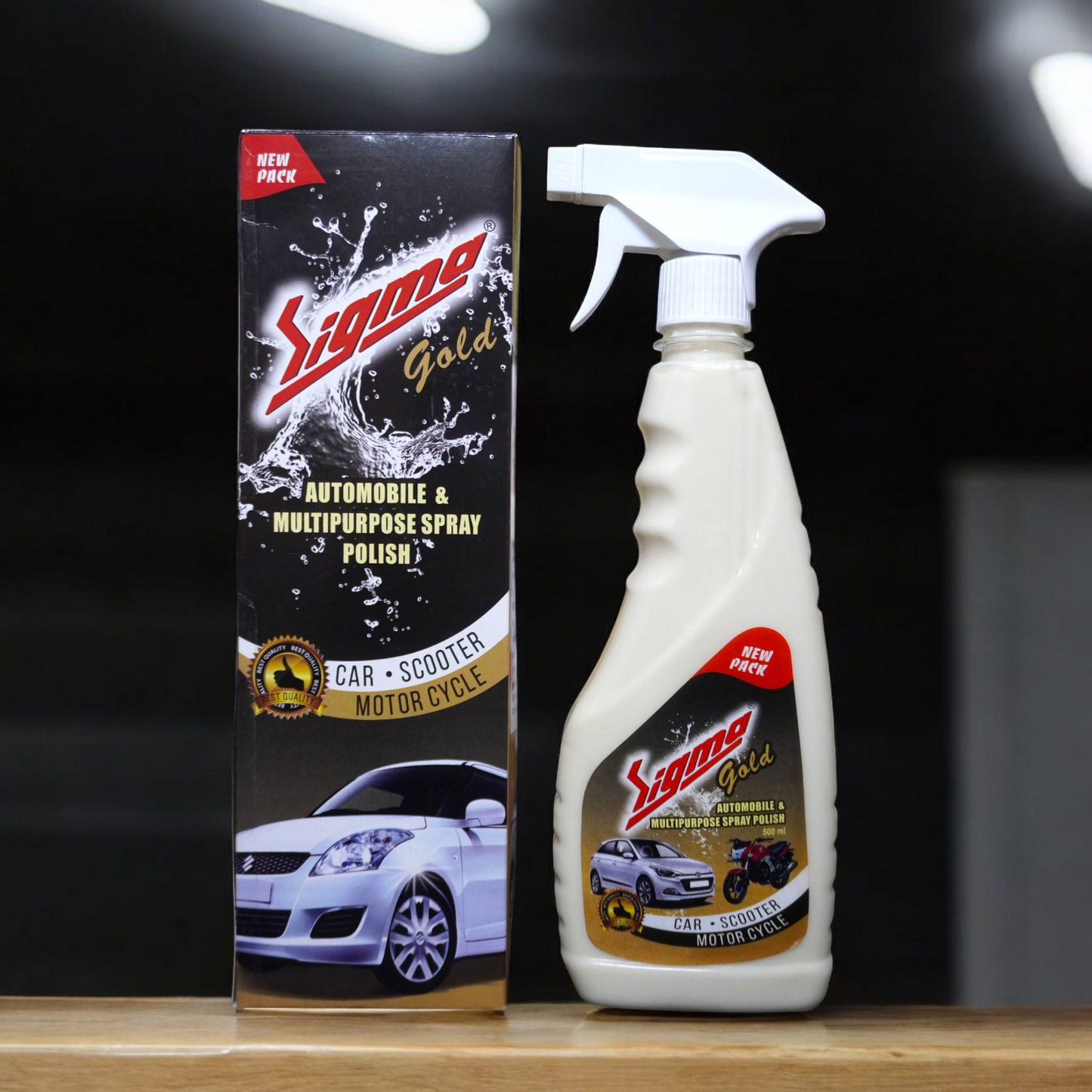 SIGMA All in One Multipurpose 500 ML Liquid Polish for Car, Motorbike, Scooter, Household, Office Care | High Gloss | Easy Application | For Interior & Exterior Surfaces -500mL.