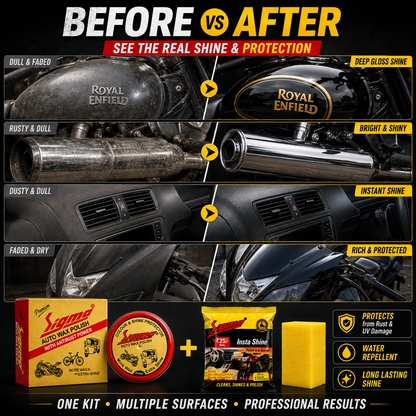 Sigma Auto Wax + Insta Shine Combo | Complete Bike & Car Polish Kit Sigma Care