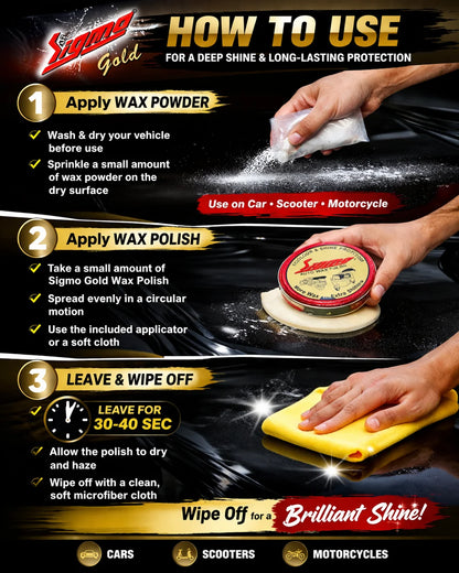 Sigma Auto Wax + Insta Shine Combo | Complete Bike & Car Polish Kit Sigma Care