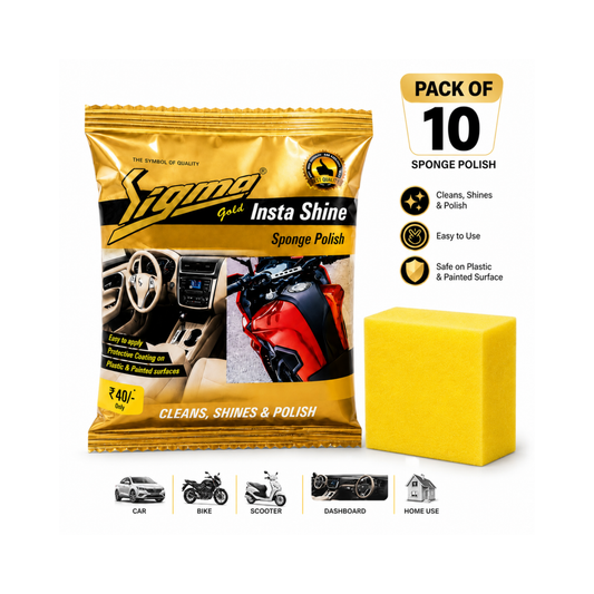 Insta Shine Gold Sponge Polish – Pack of 10 | Car, Bike & Home | Sigma Cares Sigma Care