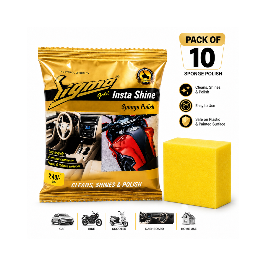 Insta Shine Gold Sponge Polish – Pack of 10 | Car, Bike & Home | Sigma Cares