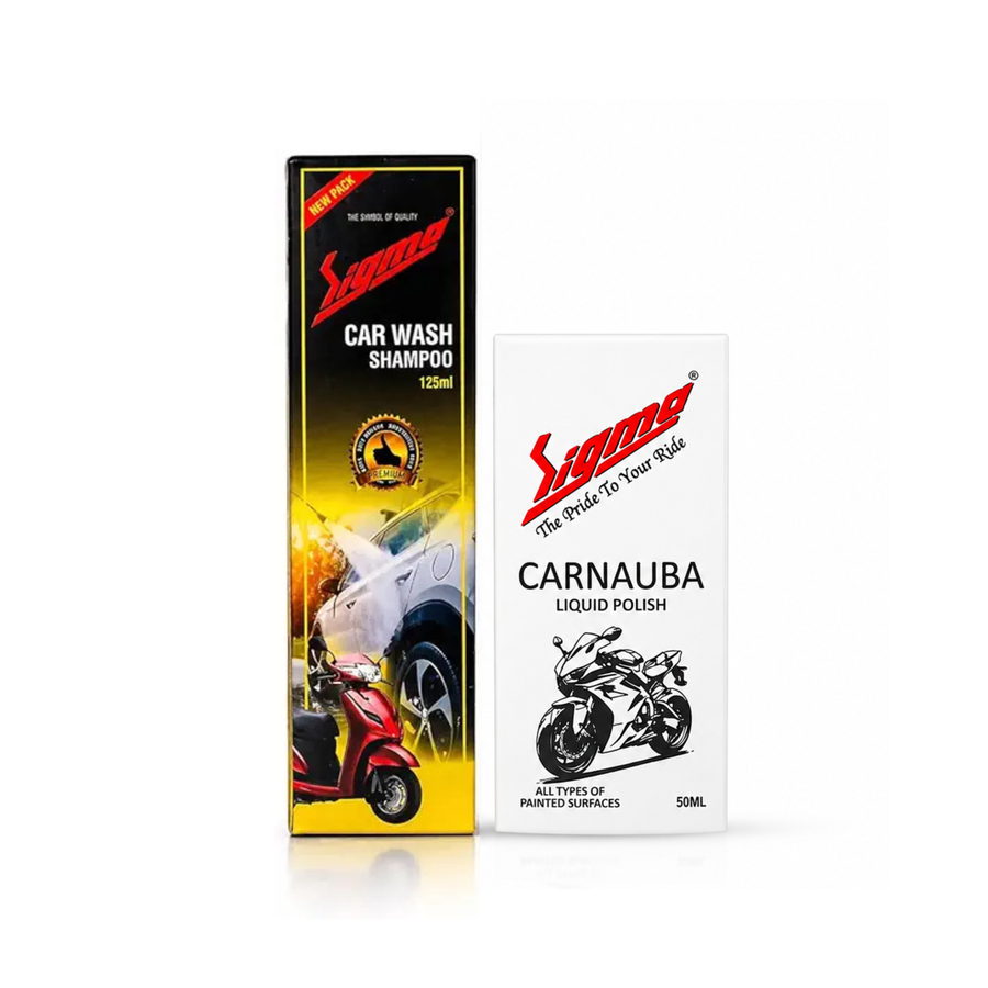 Sigma Liquid Carnauba Body Polish 100 ML + Sigma Cares Car Wash Shampoo 125 ML | High Gloss Shine & Deep Cleaning Combo