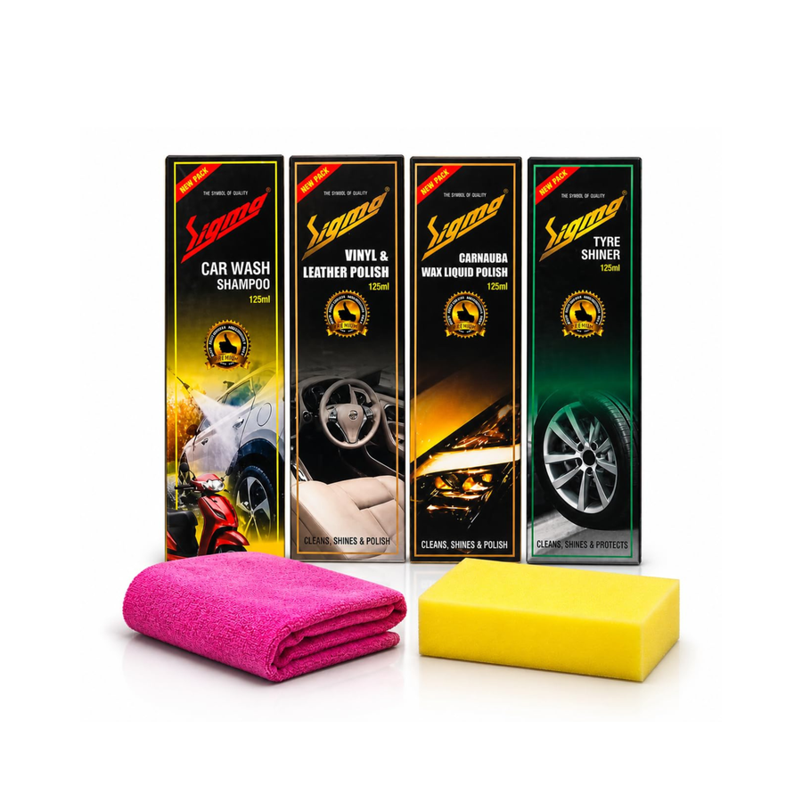 Sigma Cares Complete Car & Bike Detailing Kit – Showroom Shine, Paint Protection & Interior Care