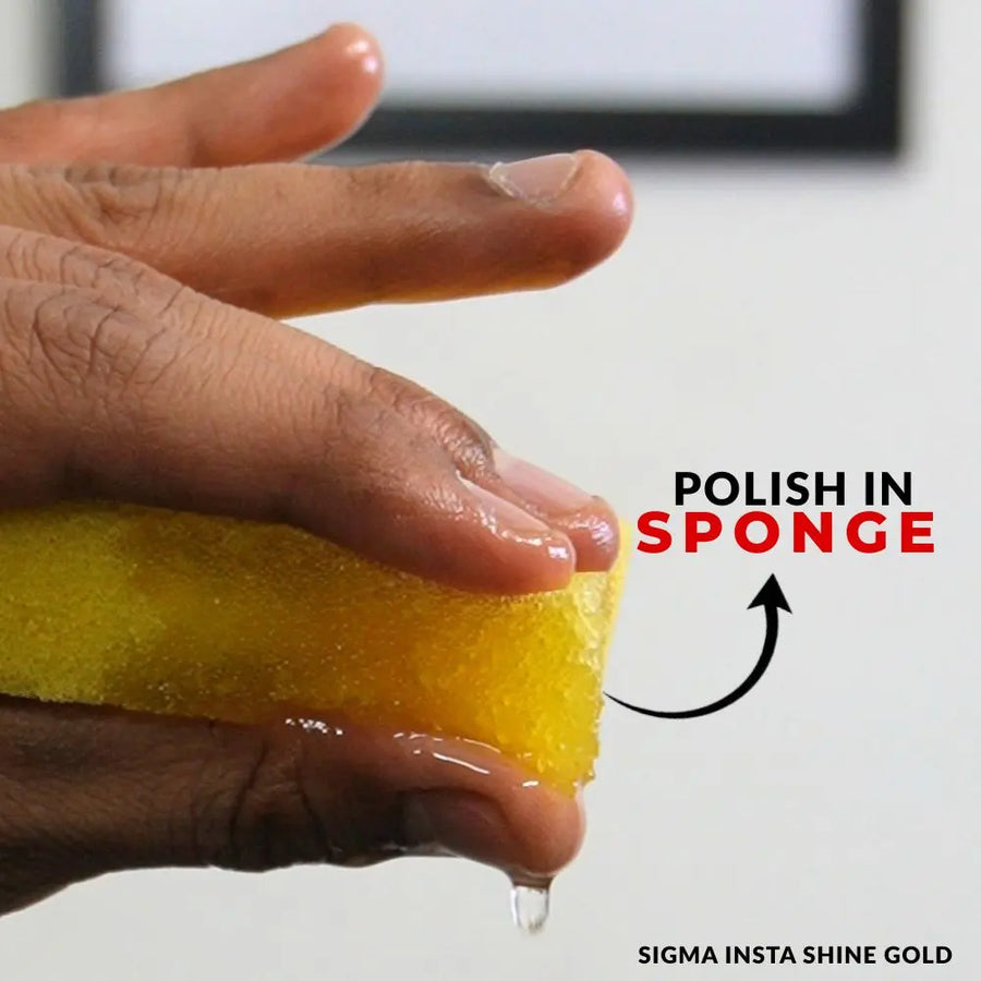 Sigma Cares Insta Gold – Multi-Surface Insta Shine Sponge Polish  | Pack of 10 |Car & Bike Exterior, Dashboard & Home Use  | Premium Gloss Finish