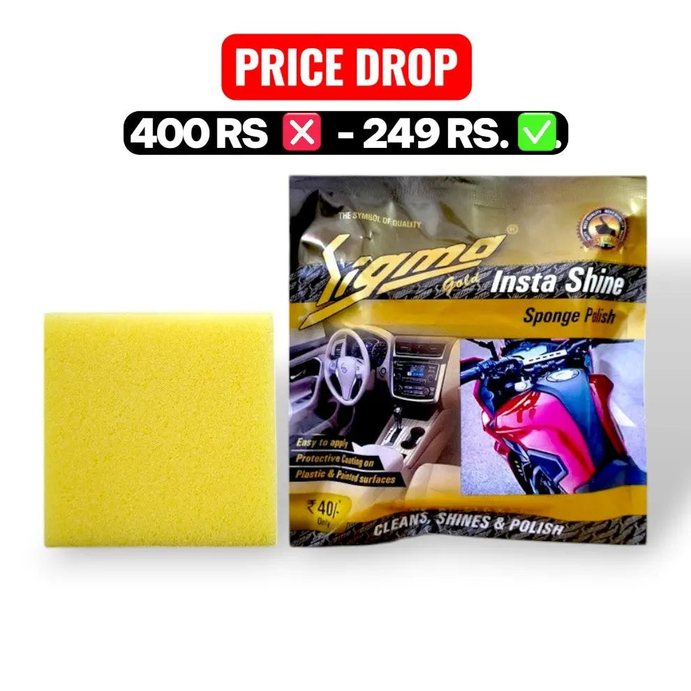 Sigma Cares Insta Gold – Multi-Surface Insta Shine Sponge Polish  | Pack of 10 |Car & Bike Exterior, Dashboard & Home Use  | Premium Gloss Finish Sigma Care