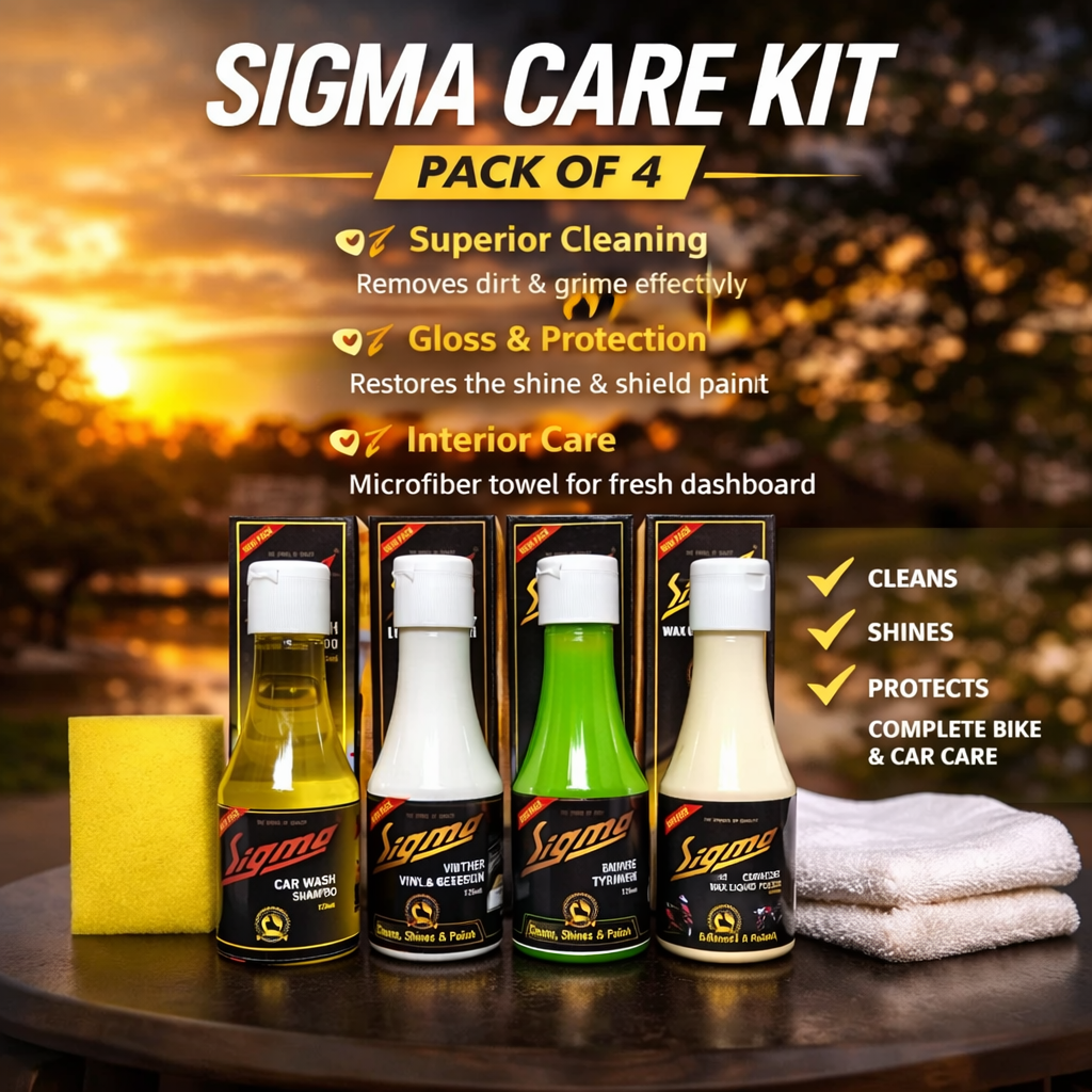 Sigma Cares Complete Car & Bike Detailing Kit – Showroom Shine, Paint Protection & Interior Care Sigma Care
