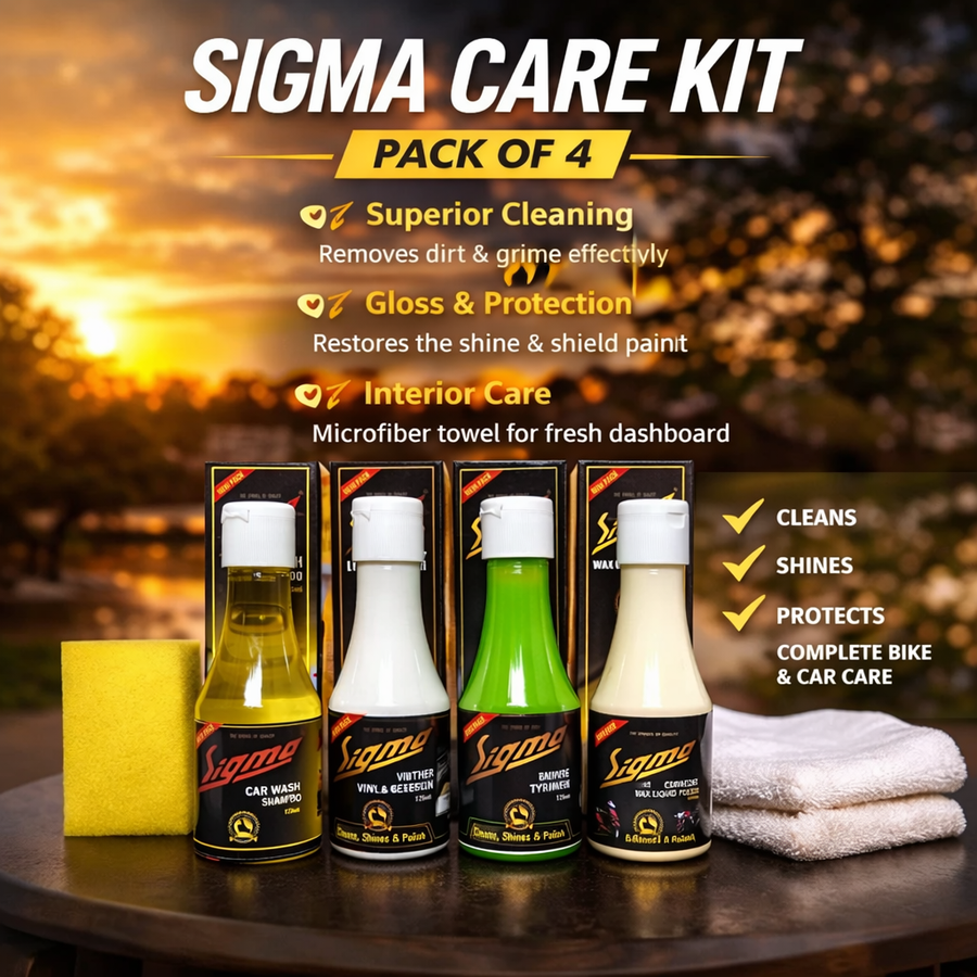 Sigma Cares Complete Car & Bike Detailing Kit – Showroom Shine, Paint Protection & Interior Care