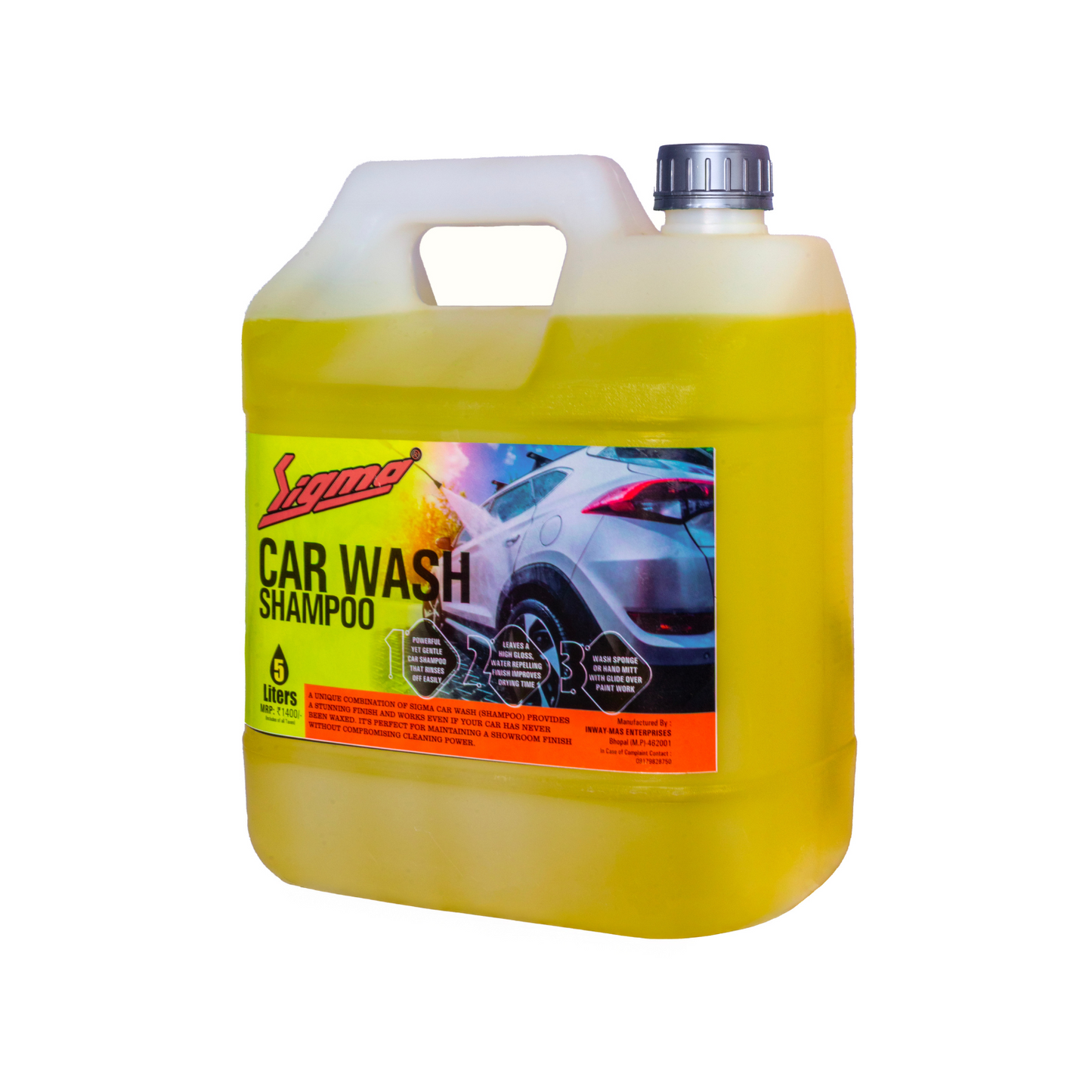 Car Wash Shampoo (5 Litre) | Bulk shampoo pack with powerful, safe cleaning. Removes grime/tar, pH balanced, Cost-efficient, Long shelf life