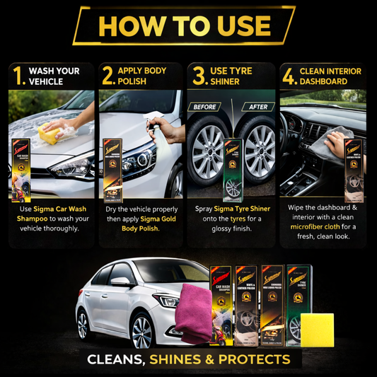 Sigma Cares Complete Car & Bike Detailing Kit – Showroom Shine, Paint Protection & Interior Care Sigma Care