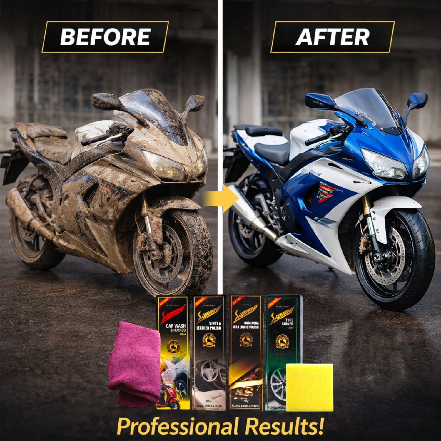 Sigma Cares Complete Car & Bike Detailing Kit – Showroom Shine, Paint Protection & Interior Care Sigma Care