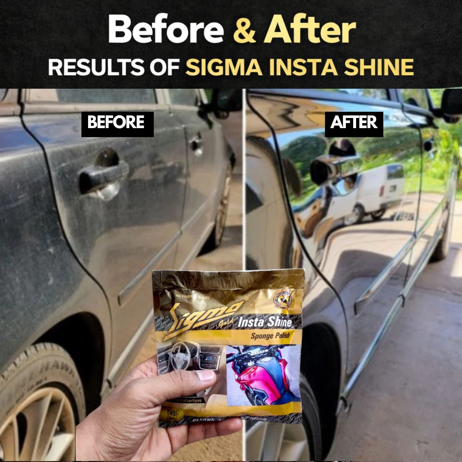 Insta Shine Gold Sponge Polish – Pack of 5 | Car, Bike & Home | Sigma Cares Sigma Care