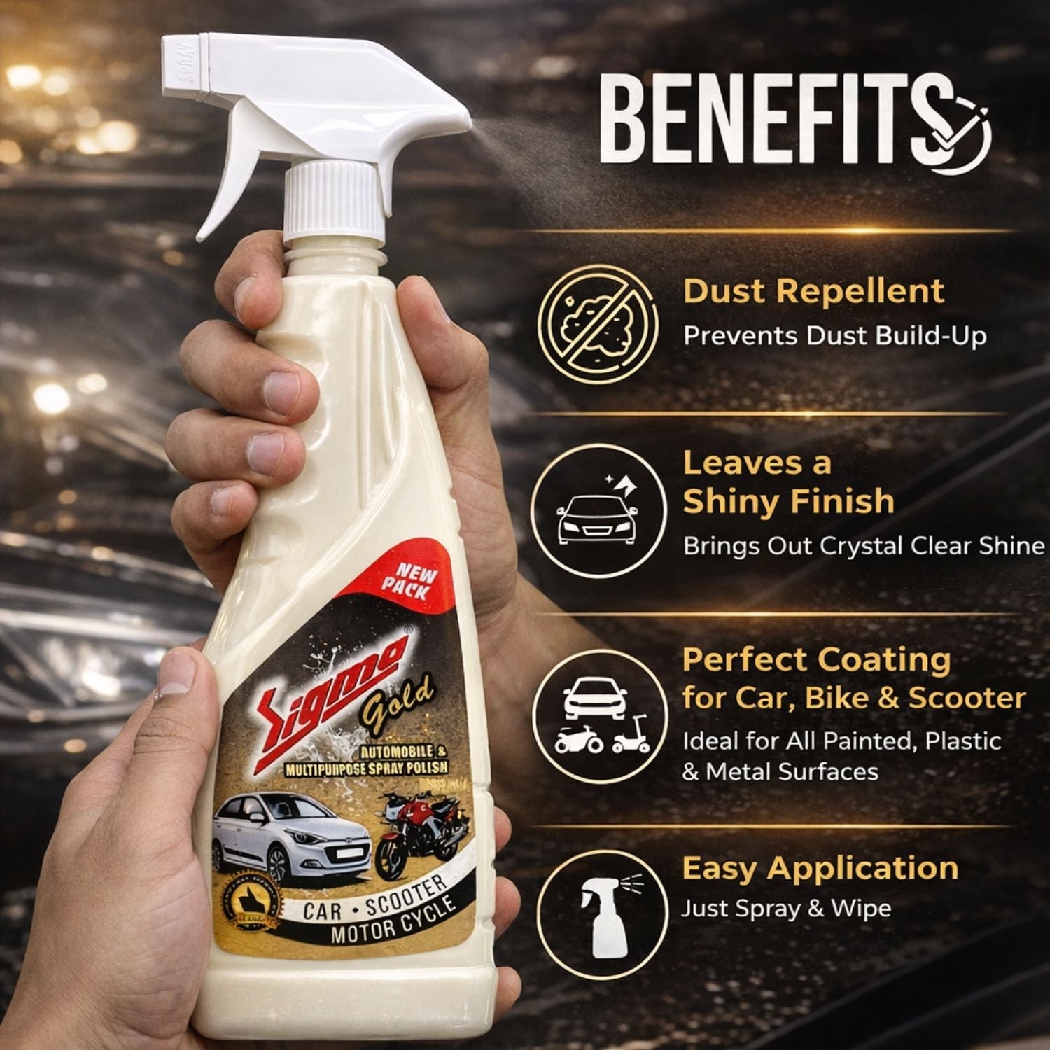 SIGMA All in One Multipurpose 500 ML Liquid Polish for Car, Motorbike, Scooter, Household, Office Care | High Gloss | Easy Application | For Interior & Exterior Surfaces -500mL. My Store