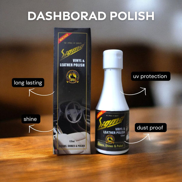 Vinyl & Dashboard Polish (125 ml) | Interior polish to protect and restore dashboards. Matte/semi-gloss finish, UV protection, Non-sticky, Compact size Sigma