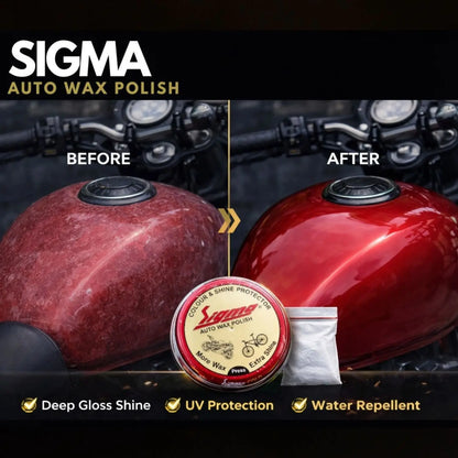 Sigma Cares Auto Wax Polish 15 gms – Premium Car & Bike Wax Polish for Long-Lasting Shine, Gloss & Paint Protection (Water Resistant, Carnauba Based) Sigma Care